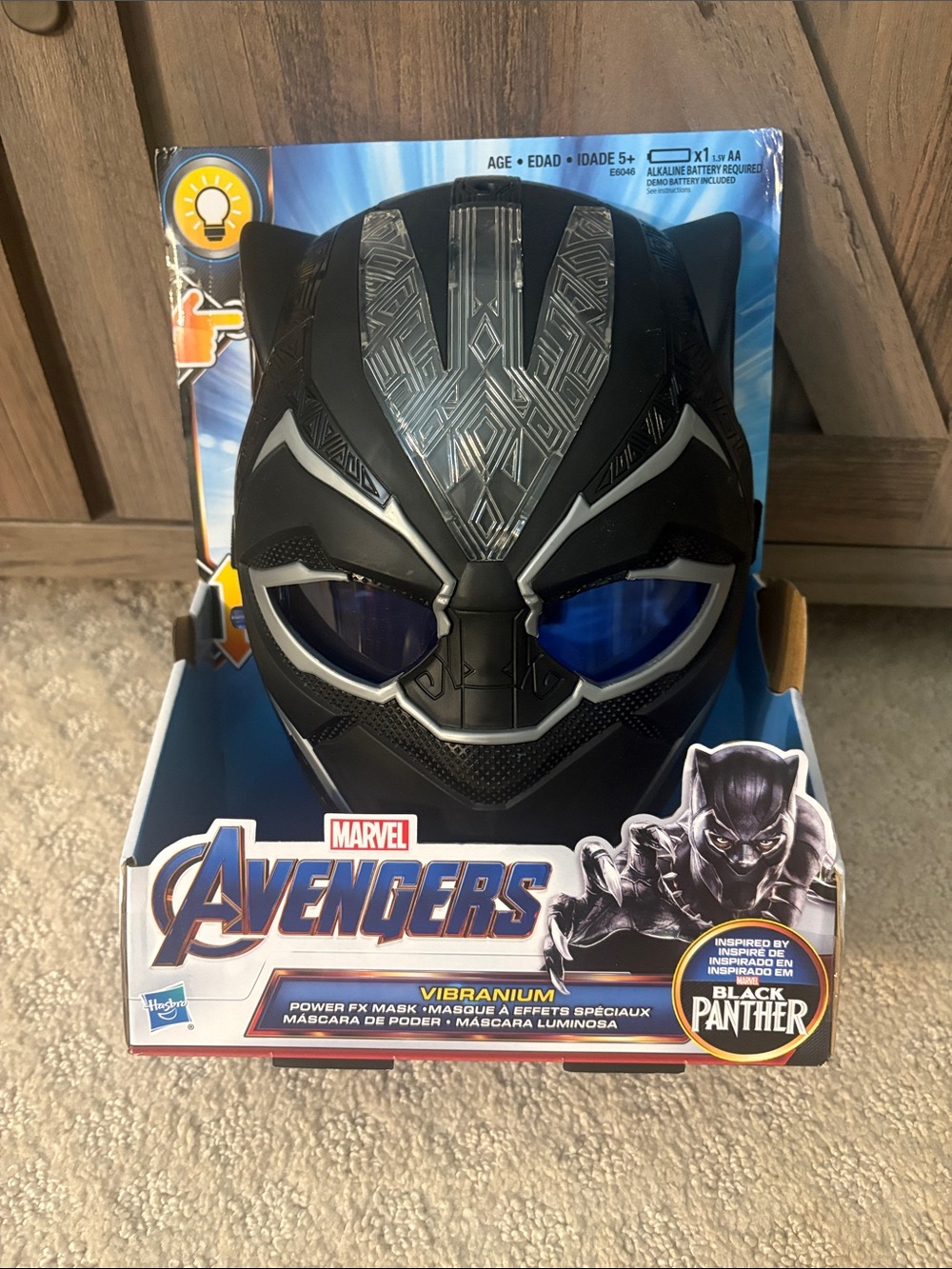 Hasbro Black Panther Mask - Black, Silver & Blue Lenses